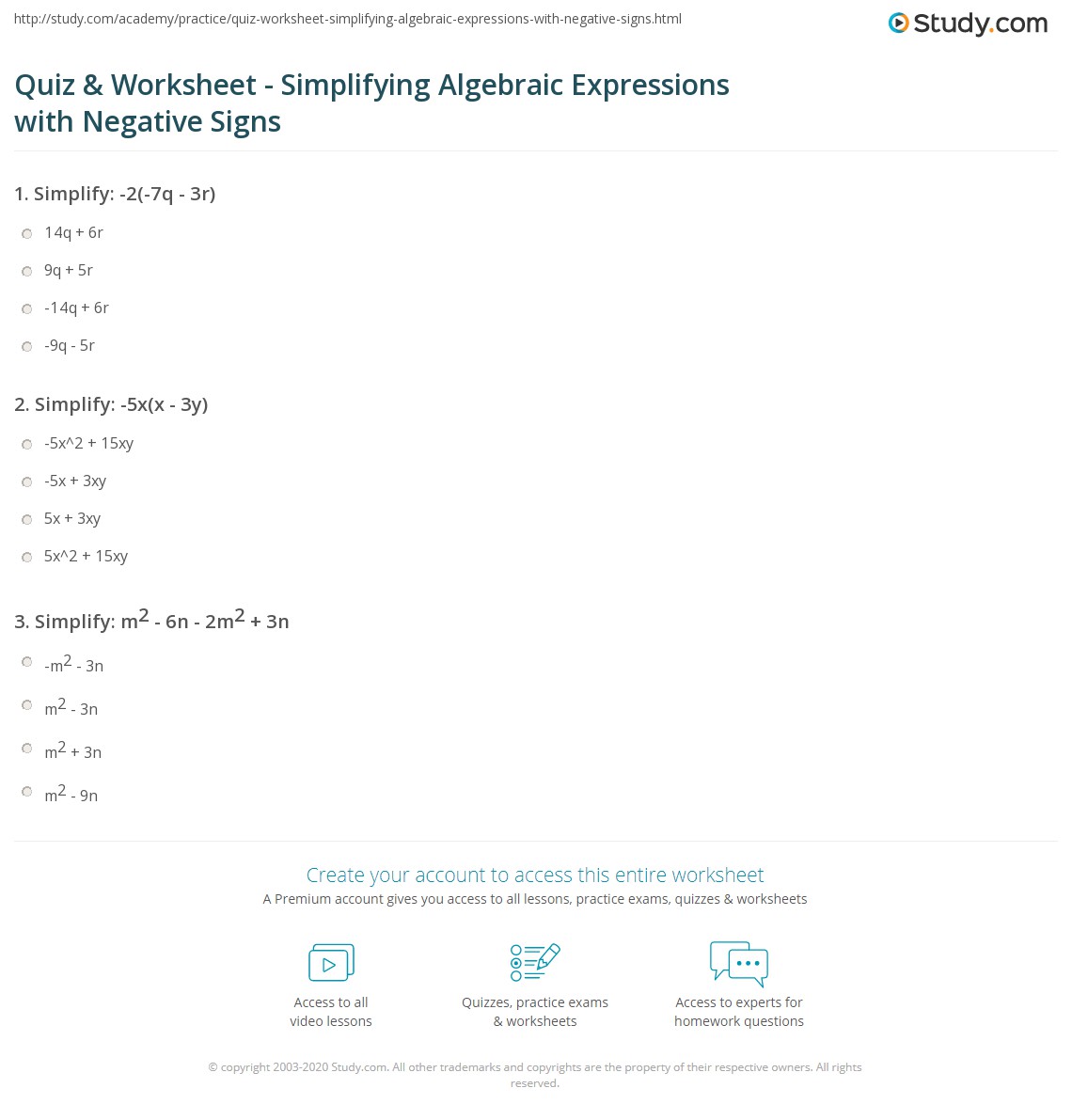 Simplifying Linear Expressions Worksheet – E-streetlight.com