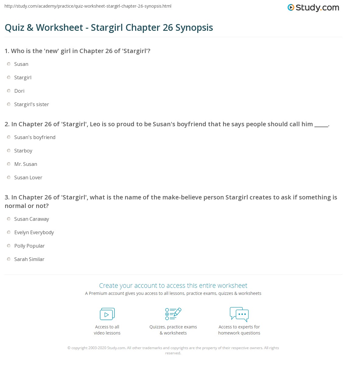 Quiz & Worksheet Stargirl Chapter 26 Synopsis