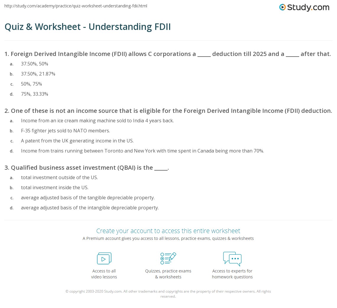 Quiz & Worksheet Understanding FDII
