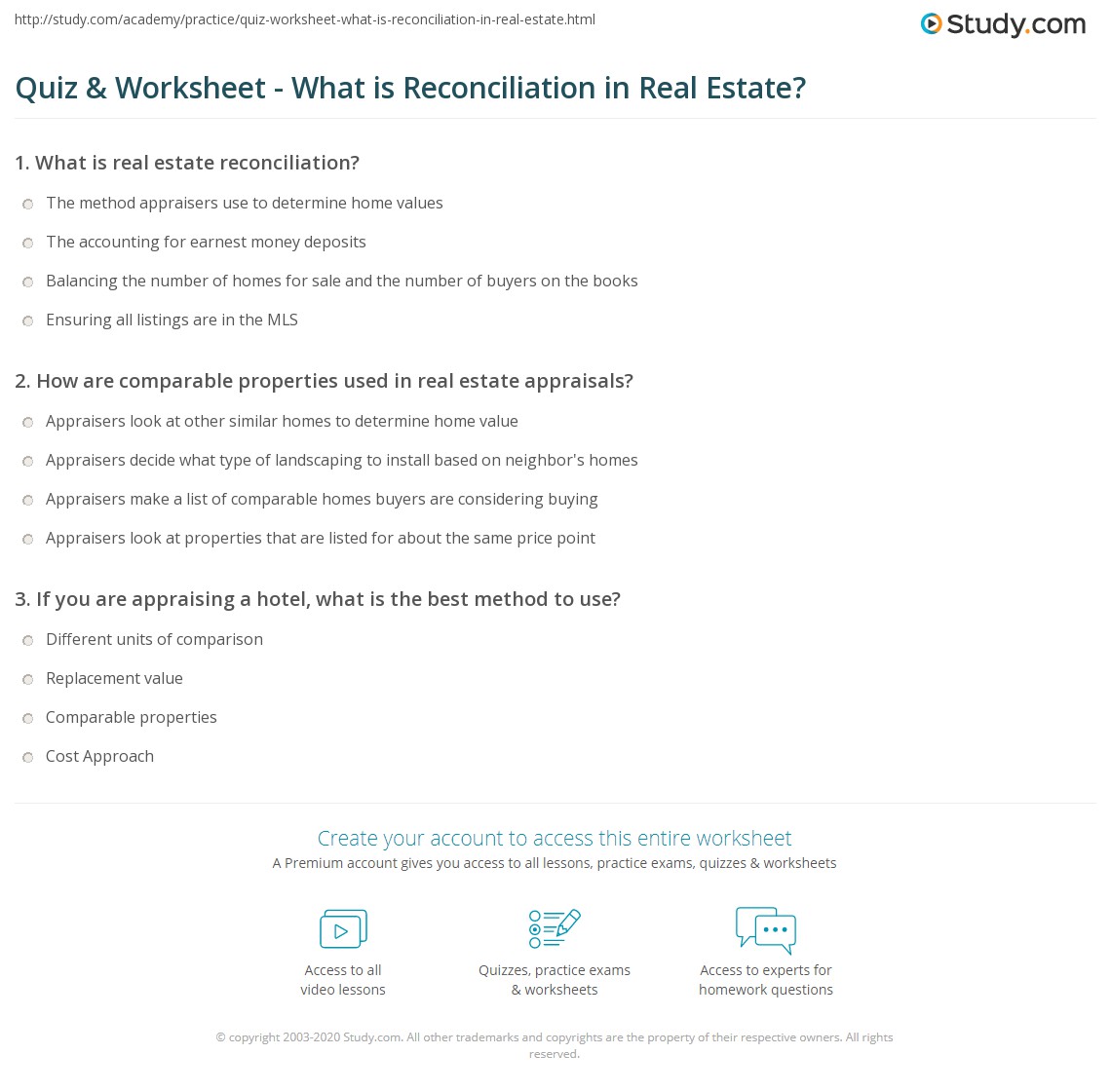 Quiz &amp, Worksheet What is Reconciliation in Real Estate?
