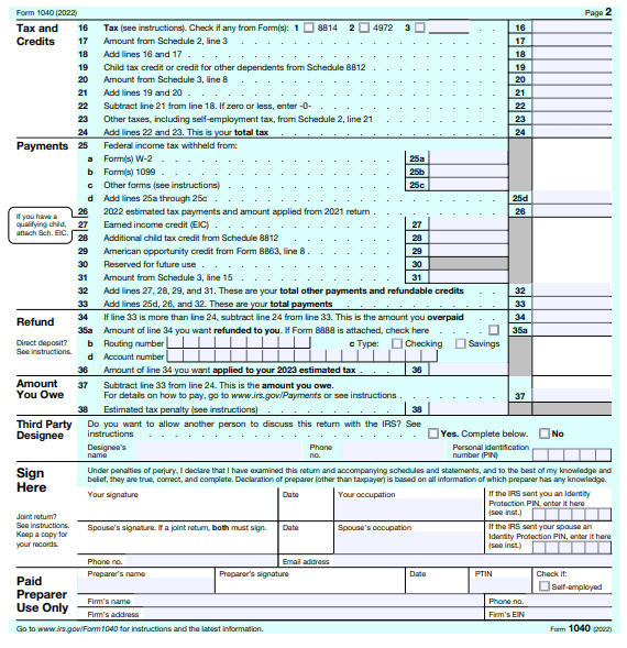 A Complete overview of Form 1040 Individual Tax Return CA STUDY CORNER