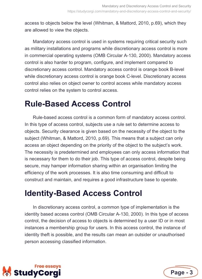 Mandatory and Discretionary Access Control and Security Free Essay