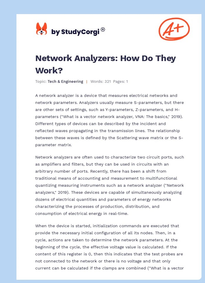 Network Analyzers How Do They Work? Free Essay Example