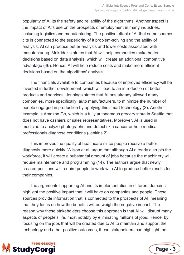 Artificial Intelligence Pros and Cons Essay Sample