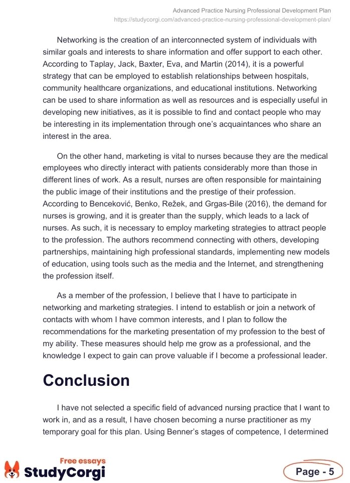 Advanced Practice Nursing Professional Development Plan Free Essay