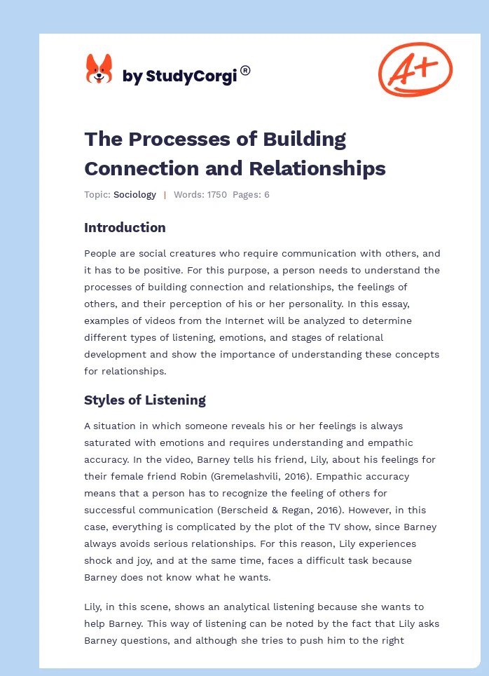 The Processes of Building Connection and Relationships Free Essay Example