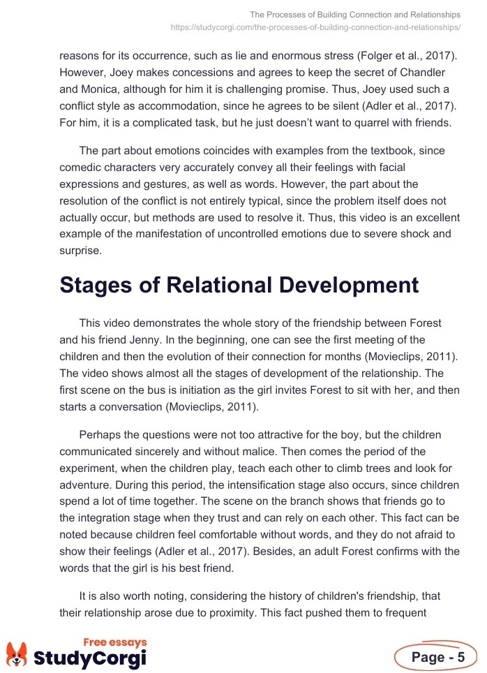 The Processes of Building Connection and Relationships Free Essay Example