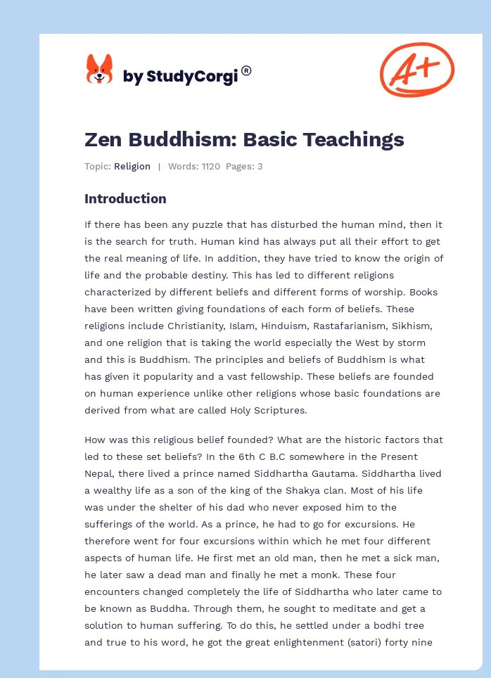 Zen Buddhism Basic Teachings Free Essay Example
