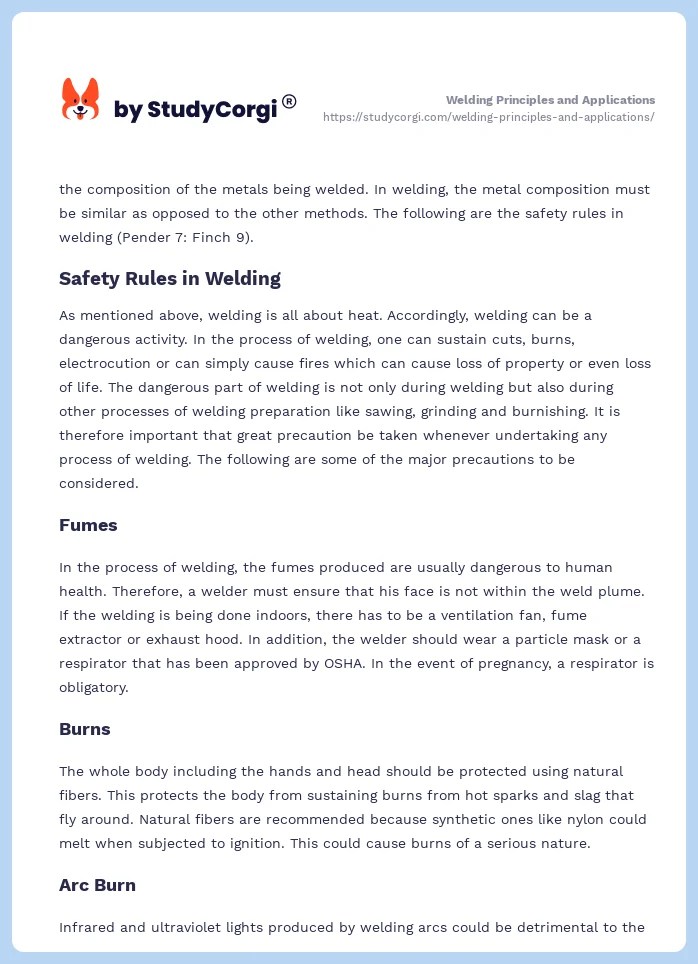 Welding Principles and Applications Free Essay Example