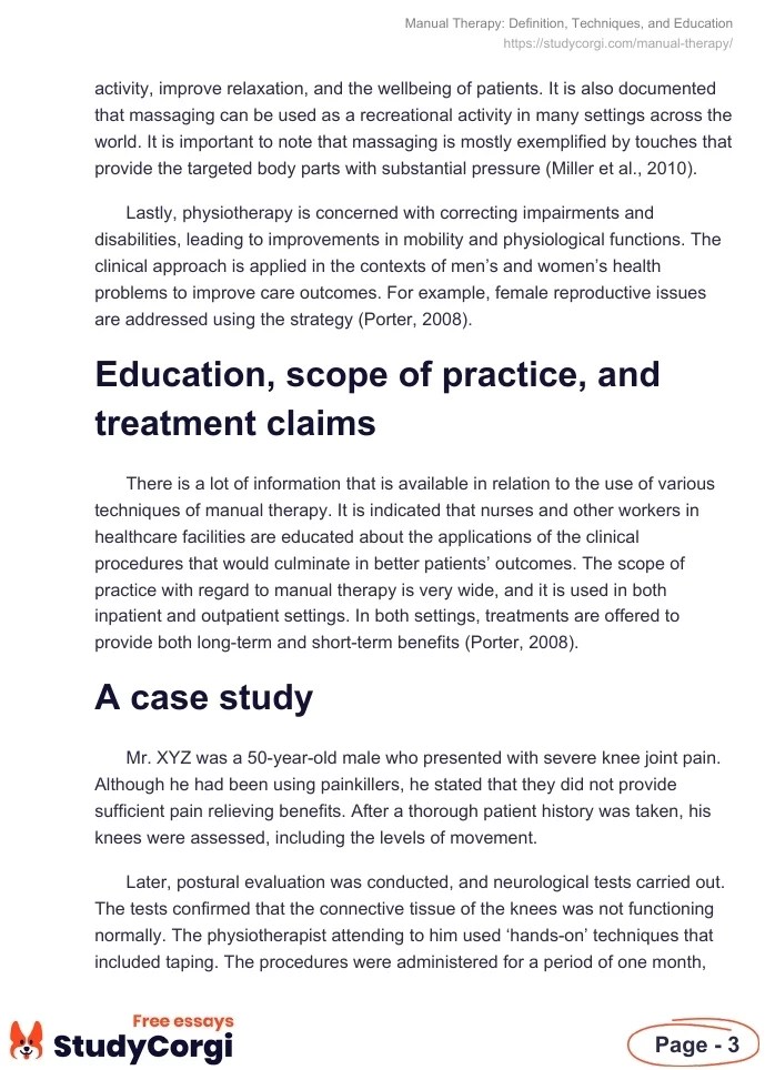 Manual Therapy Definition, Techniques, and Education Free Essay Example