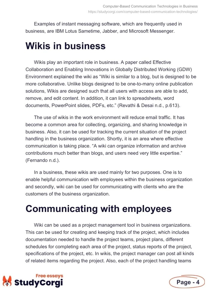 ComputerBased Communication Technologies in Business Free Essay Example