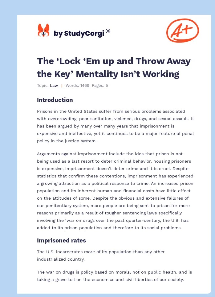 The 'Lock 'Em up and Throw Away the Key' Mentality Isn't Working Free