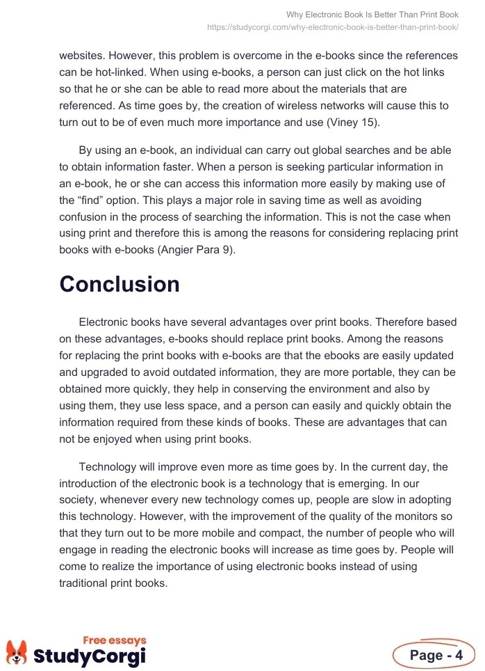 Why Electronic Book Is Better Than Print Book Free Essay Example