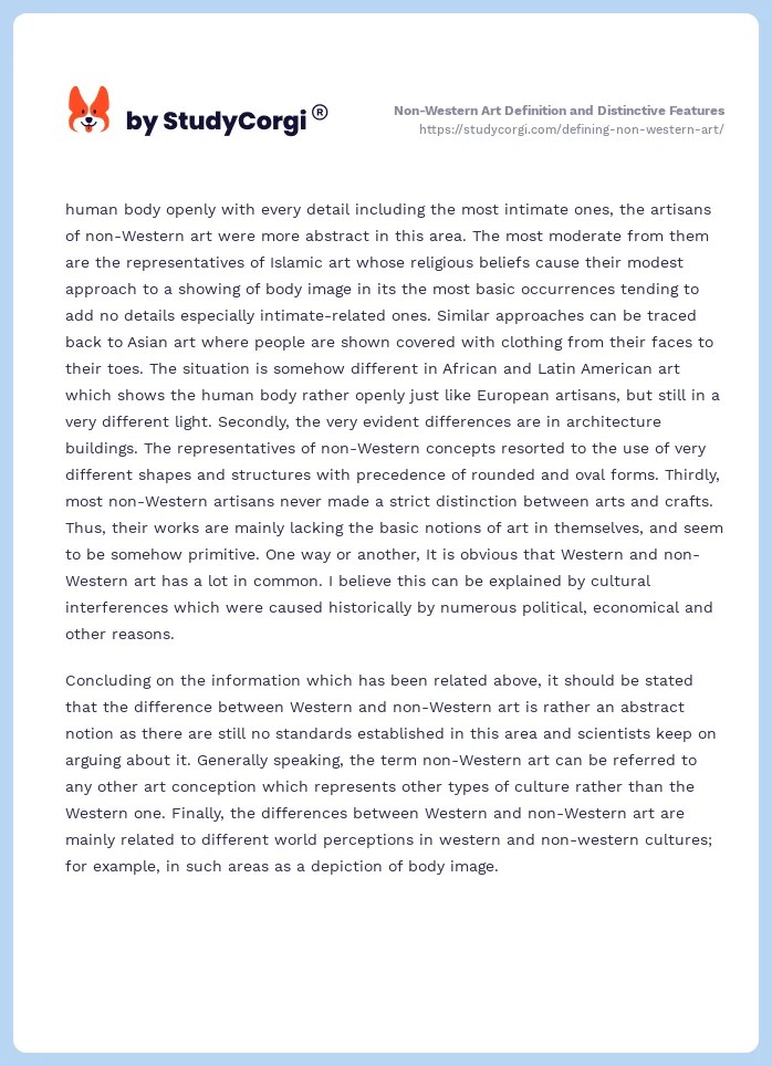 NonWestern Art Definition and Distinctive Features Free Essay Example