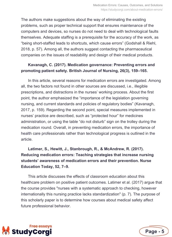 Medication Errors Causes, and Solutions Free Essay Example