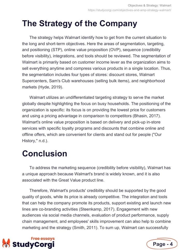 Objectives & Strategy Walmart Free Essay Example