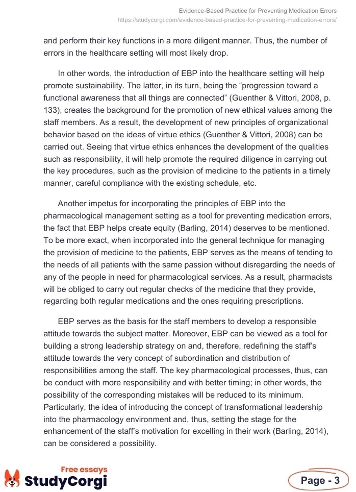 EvidenceBased Practice for Preventing Medication Errors Free Essay Example