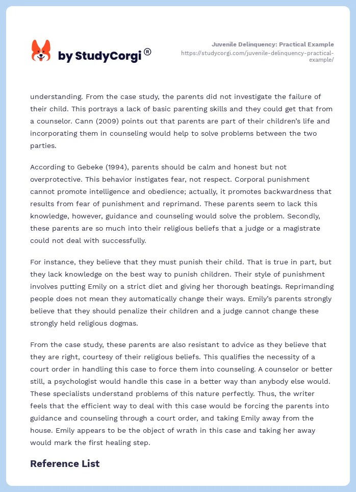 Juvenile Delinquency Practical Example Free Essay Example