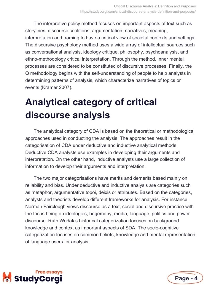 Critical Discourse Analysis Definition and Purposes Free Essay Example