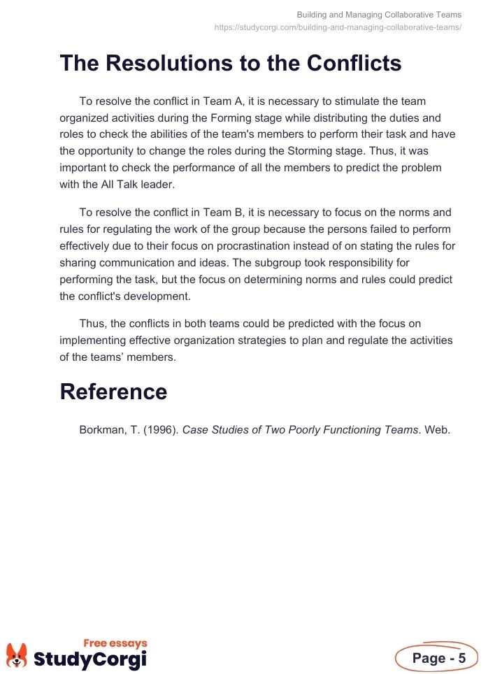 Building and Managing Collaborative Teams Free Essay Example