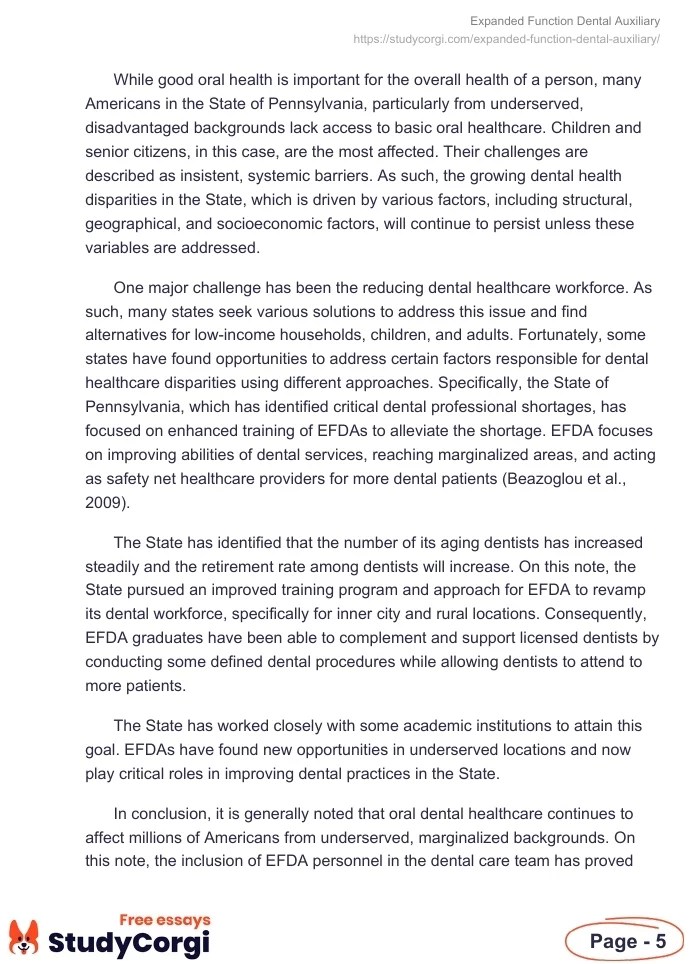 Expanded Function Dental Auxiliary Free Essay Example