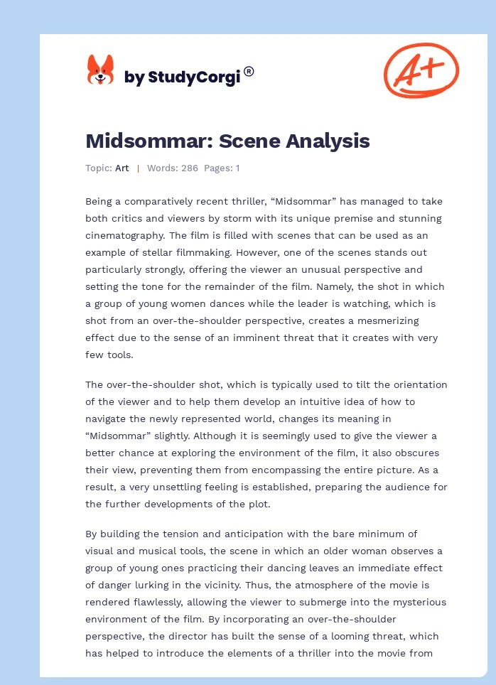Midsommar Scene Analysis Free Essay Example