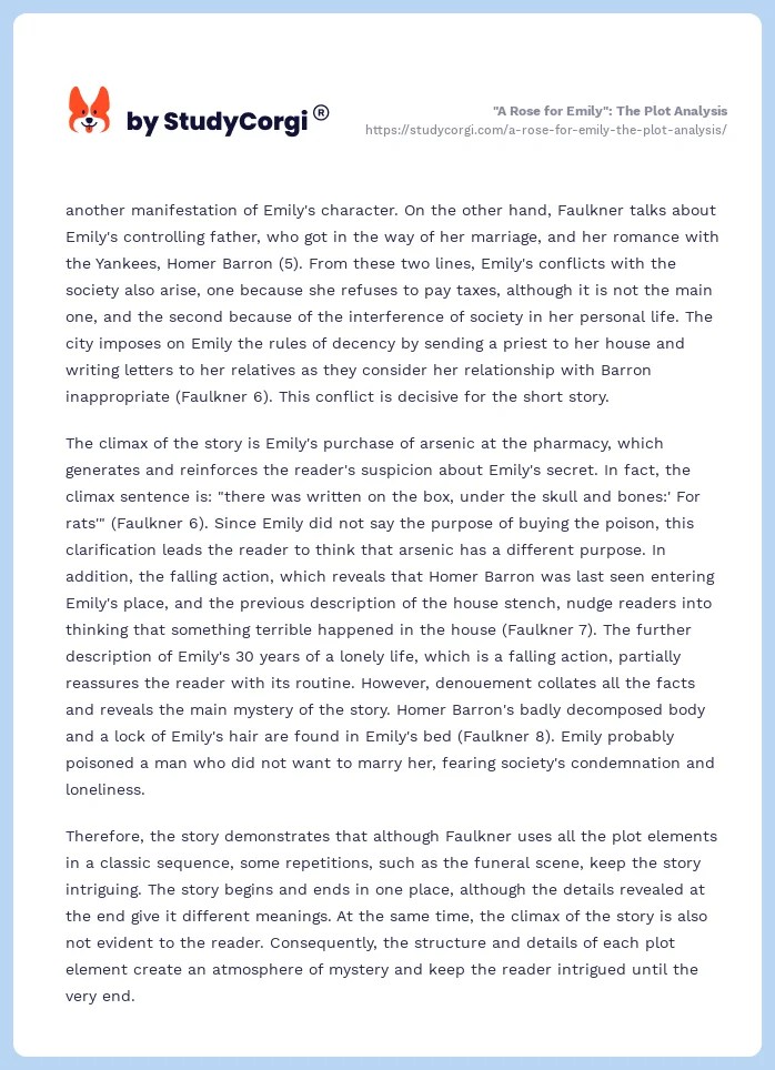 "A Rose for Emily" The Plot Analysis Free Essay Example