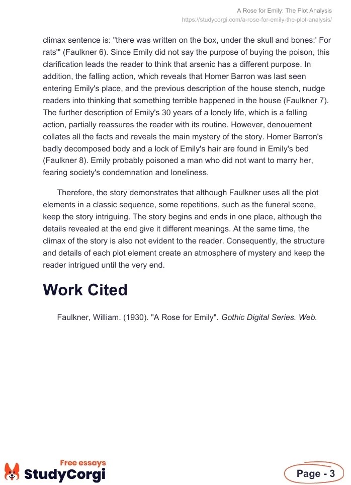 "A Rose for Emily" The Plot Analysis Free Essay Example