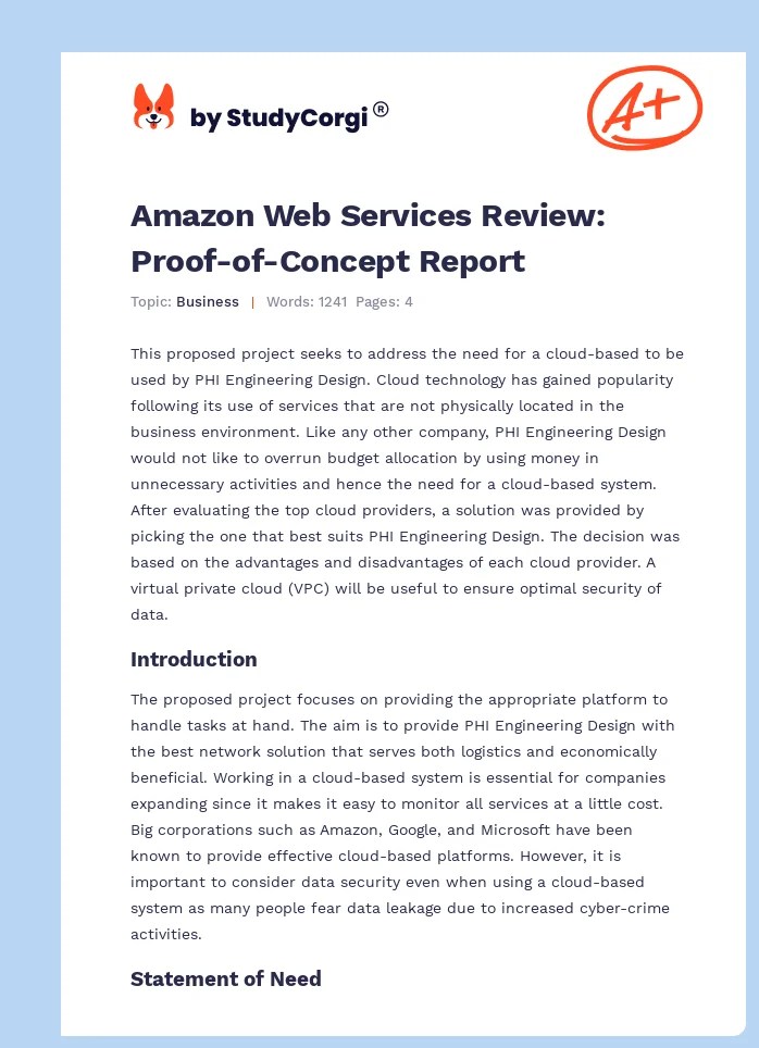 Amazon  Services Review. ProofofConcept Report Free Essay Example