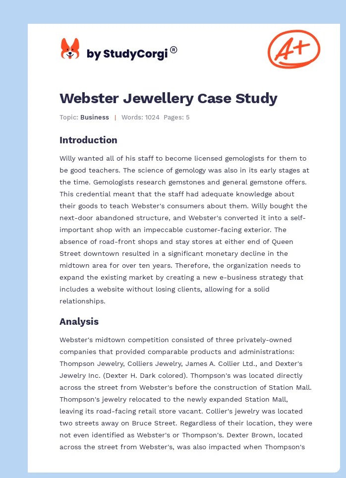 ster Jewellery Case Study Free Essay Example