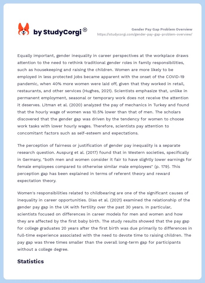 Gender Pay Gap Problem Overview Free Essay Example