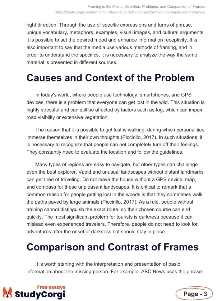 Framing in the Media Definition, Problems, and Comparison of Frames