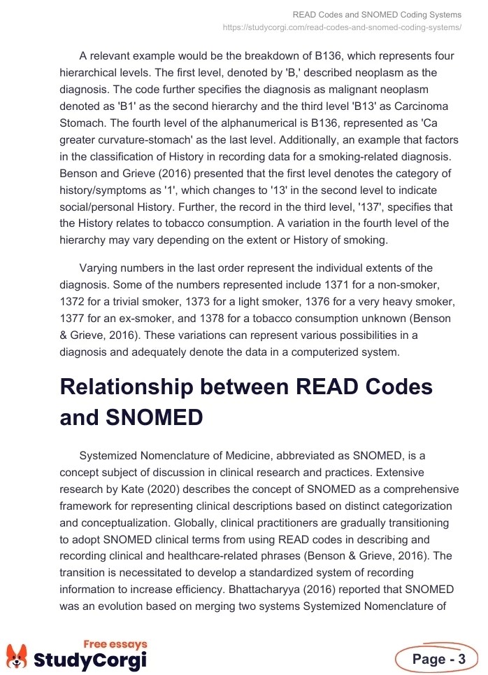 READ Codes and SNOMED Coding Systems Free Essay Example