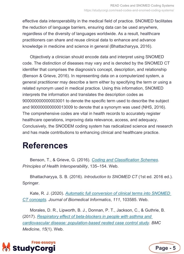 READ Codes and SNOMED Coding Systems Free Essay Example