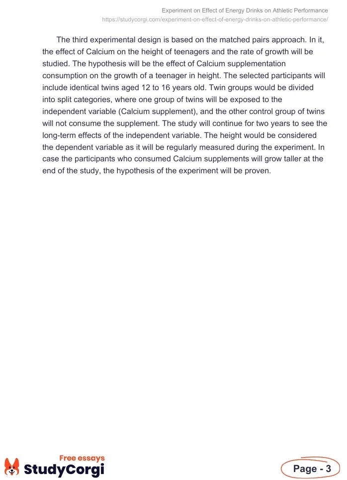 Experiment on Effect of Energy Drinks on Athletic Performance Free