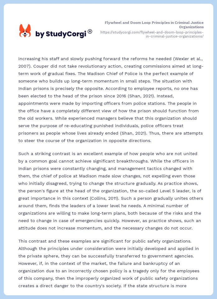 Flywheel and Doom Loop Principles in Criminal Justice Organizations
