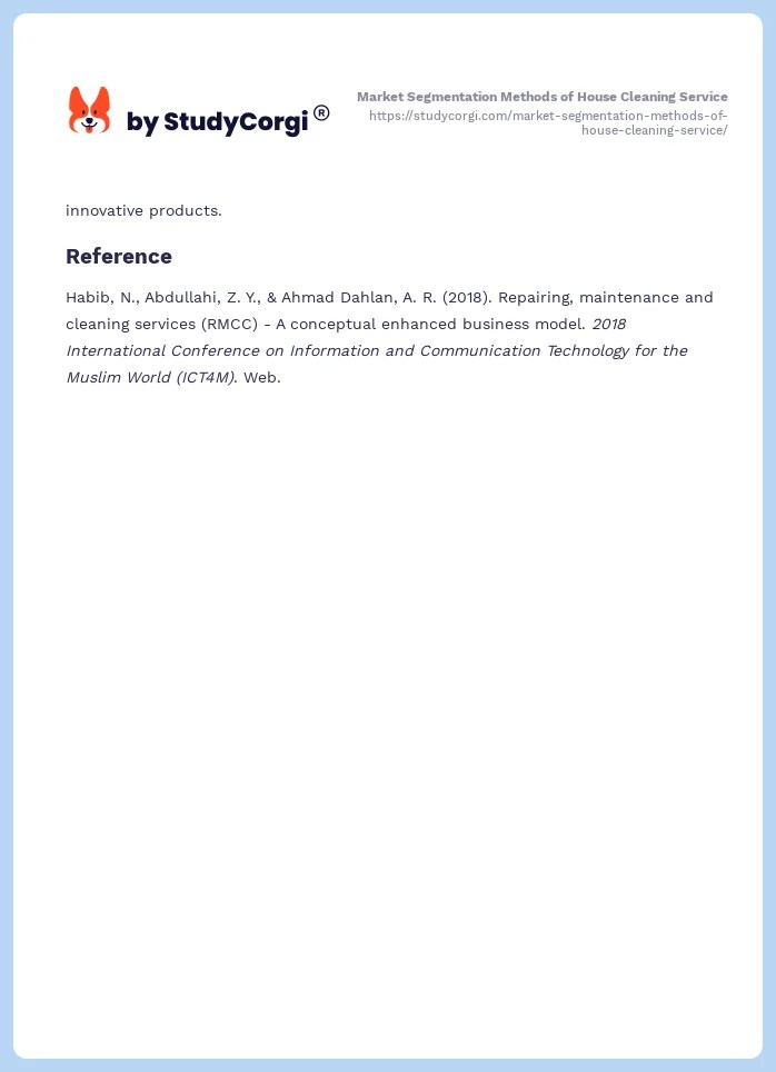 Market Segmentation Methods of House Cleaning Service Free Essay Example