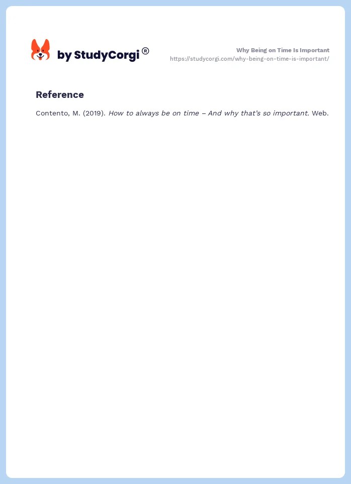 Why Being on Time Is Important Free Essay Example