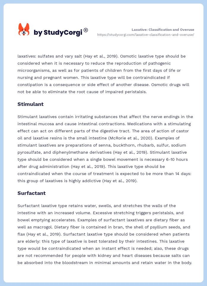 Laxative Classification and Overuse Free Essay Example