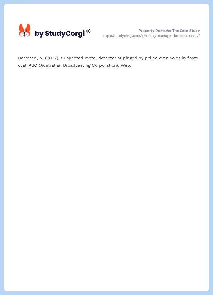 Property Damage The Case Study Free Essay Example