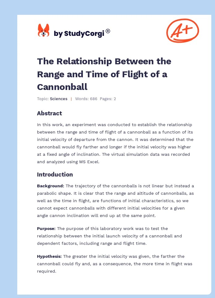 The Relationship Between the Range and Time of Flight of a Cannonball