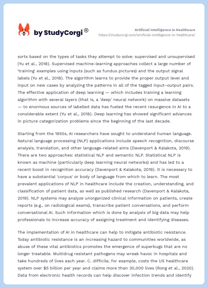 Artificial Intelligence in Healthcare Free Essay Example