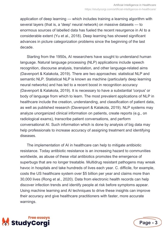 Artificial Intelligence in Healthcare Free Essay Example