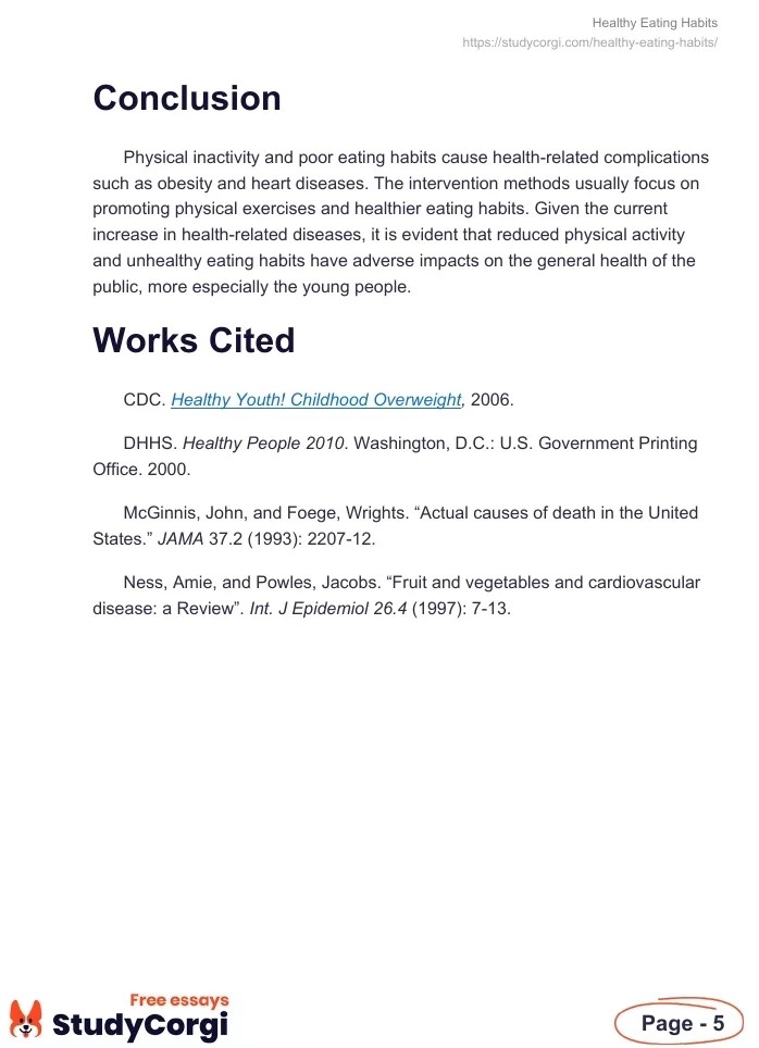 Healthy Eating Habits Free Essay Example