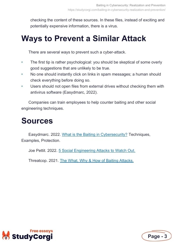 Baiting in Cybersecurity Realization and Prevention Free Essay Example