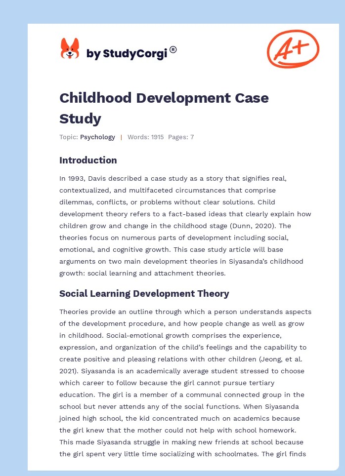 Childhood Development Case Study Free Essay Example