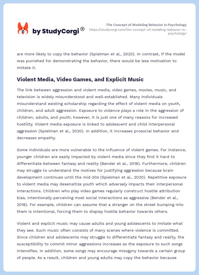 The Concept of Modeling Behavior in Psychology Free Essay Example