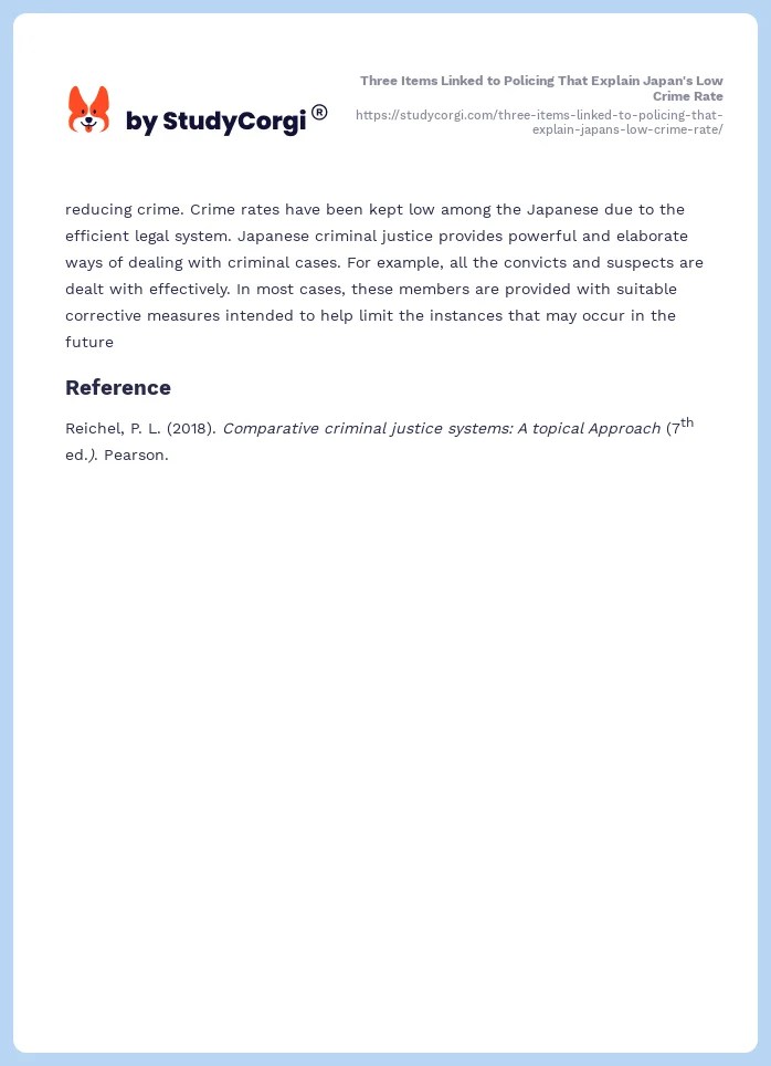 Three Items Linked to Policing that Explain Japan's Low Crime Rate