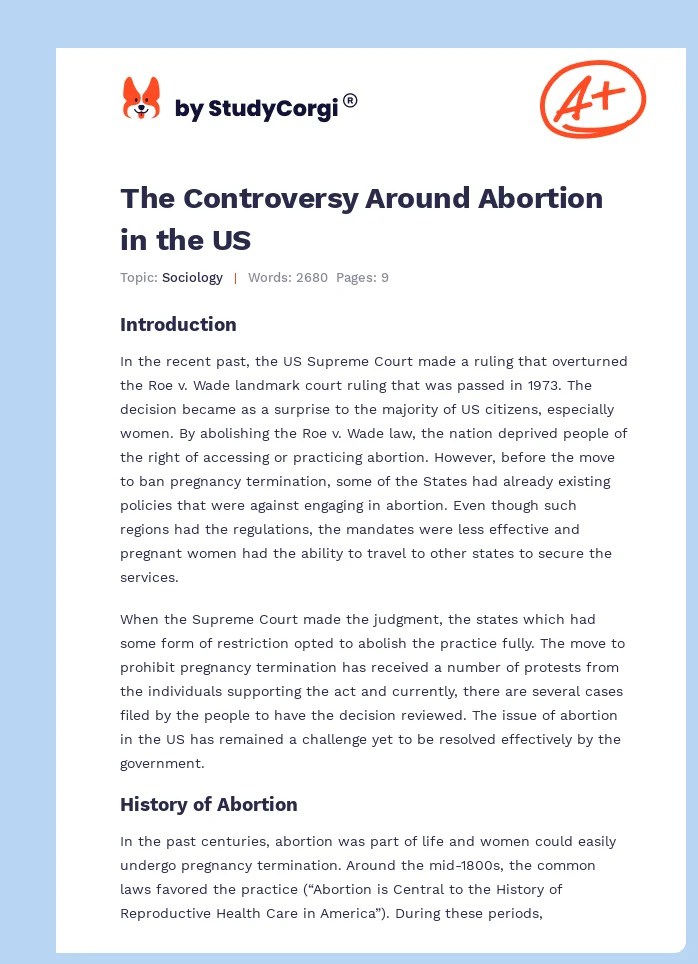 The Controversy Around Abortion in the US Free Essay Example(04)