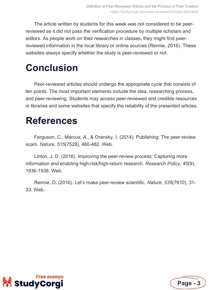 Definition of PeerReviewed Articles and the Process of Their Creation